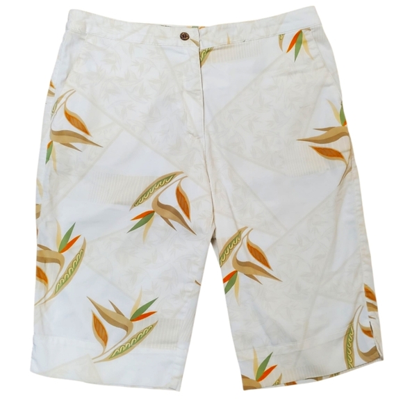 Banana Bay Cream and Tan Bermuda Shorts. Women's LG - Picture 1 of 10